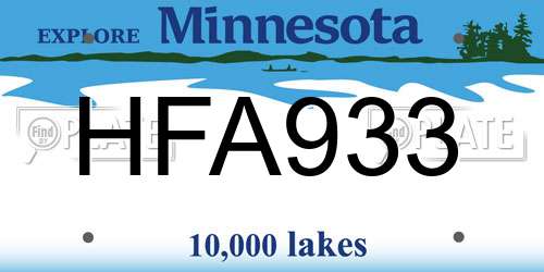 HFA933 Minnesota License Plate