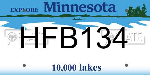 HFB134 Minnesota License Plate
