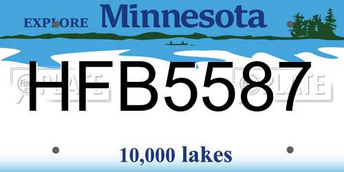 HFB5587 Minnesota License Plate