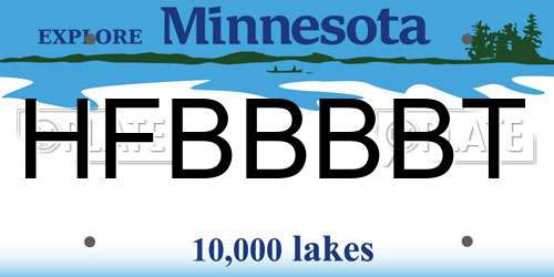 HFBBBBT Minnesota License Plate