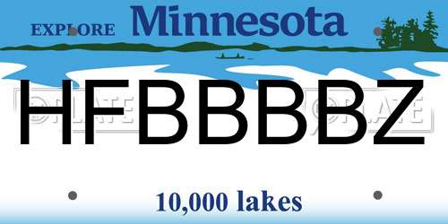 HFBBBBZ Minnesota License Plate
