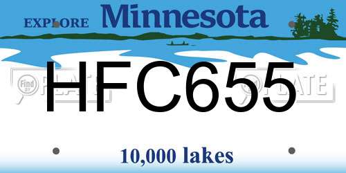 HFC655 Minnesota License Plate