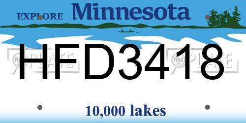 HFD3418 Minnesota License Plate