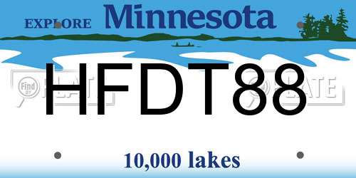 HFDT88 Minnesota License Plate