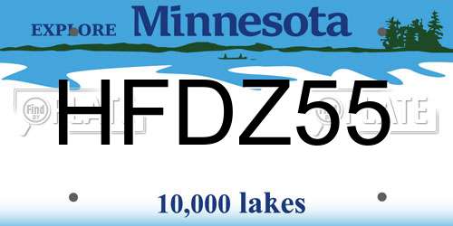 HFDZ55 Minnesota License Plate
