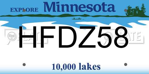 HFDZ58 Minnesota License Plate