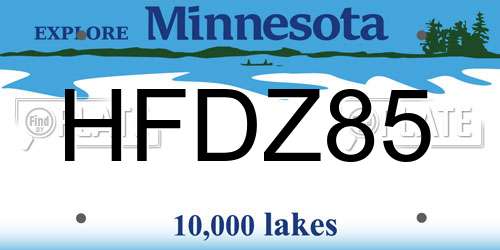 HFDZ85 Minnesota License Plate