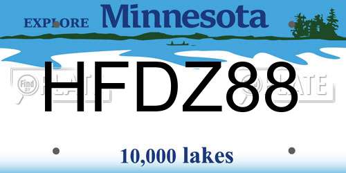 HFDZ88 Minnesota License Plate