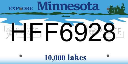 HFF6928 Minnesota License Plate
