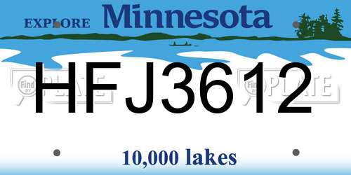 HFJ3612 Minnesota License Plate