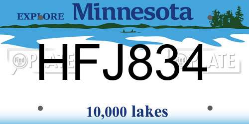 HFJ834 Minnesota License Plate