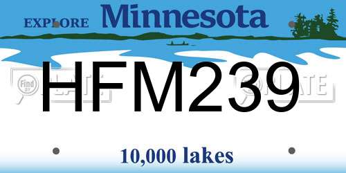 HFM239 Minnesota License Plate