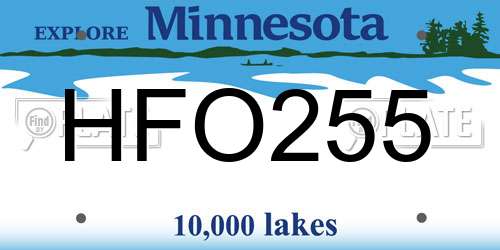 HFO255 Minnesota License Plate