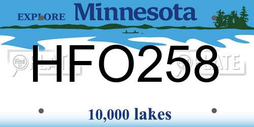 HFO258 Minnesota License Plate