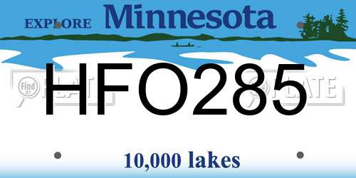 HFO285 Minnesota License Plate