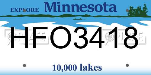 HFO3418 Minnesota License Plate