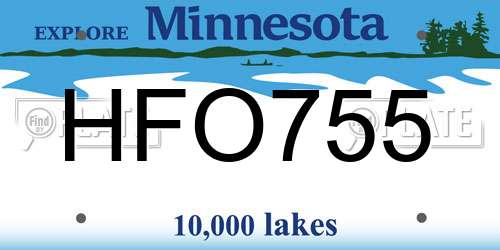 HFO755 Minnesota License Plate