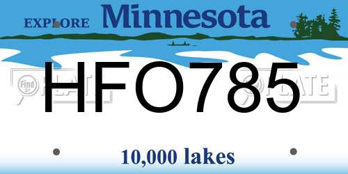 HFO785 Minnesota License Plate