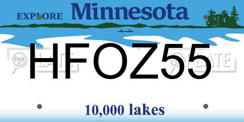 HFOZ55 Minnesota License Plate