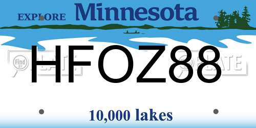 HFOZ88 Minnesota License Plate