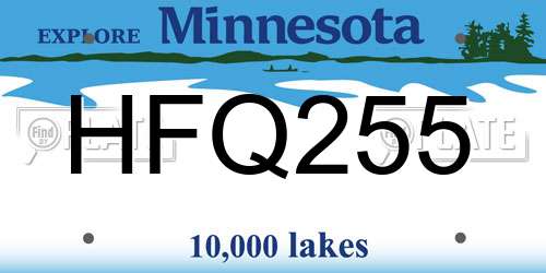 HFQ255 Minnesota License Plate