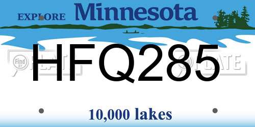 HFQ285 Minnesota License Plate