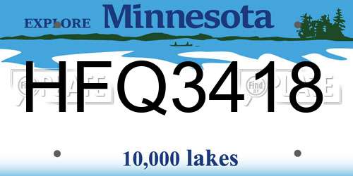 HFQ3418 Minnesota License Plate