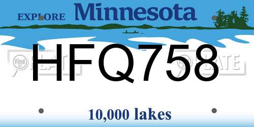 HFQ758 Minnesota License Plate