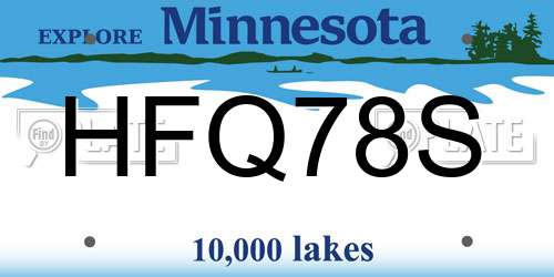HFQ78S Minnesota License Plate