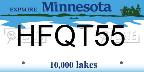 HFQT55 Minnesota License Plate