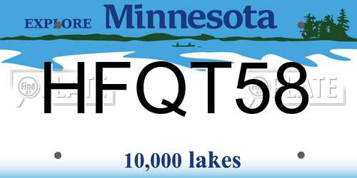 HFQT58 Minnesota License Plate