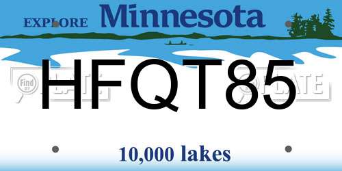 HFQT85 Minnesota License Plate