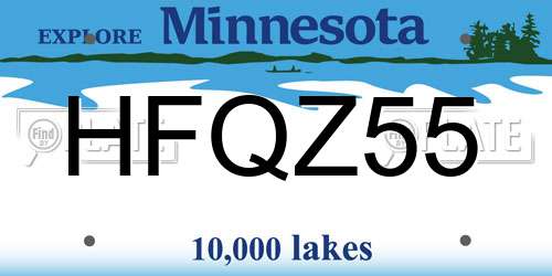 HFQZ55 Minnesota License Plate