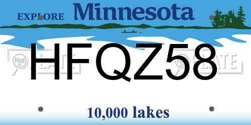 HFQZ58 Minnesota License Plate