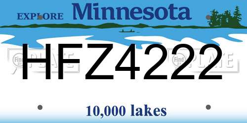 HFZ4222 Minnesota License Plate