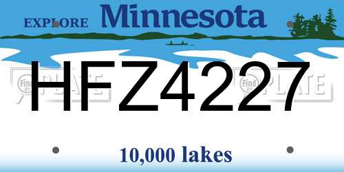 HFZ4227 Minnesota License Plate