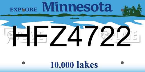 HFZ4722 Minnesota License Plate