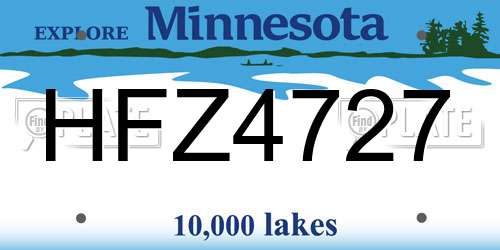 HFZ4727 Minnesota License Plate