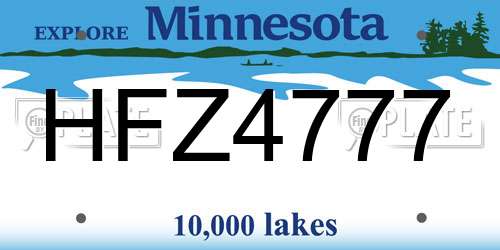HFZ4777 Minnesota License Plate