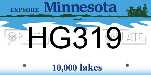 HG319 Minnesota License Plate