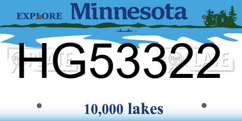 HG53322 Minnesota License Plate