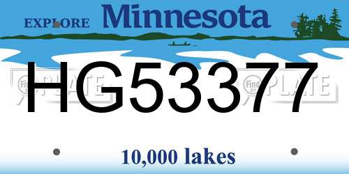 HG53377 Minnesota License Plate