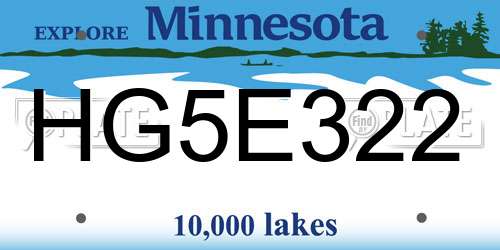 HG5E322 Minnesota License Plate