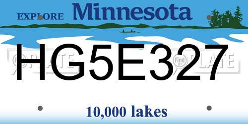 HG5E327 Minnesota License Plate
