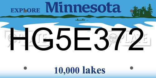 HG5E372 Minnesota License Plate