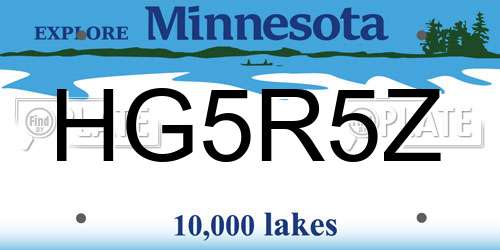 HG5R5Z Minnesota License Plate
