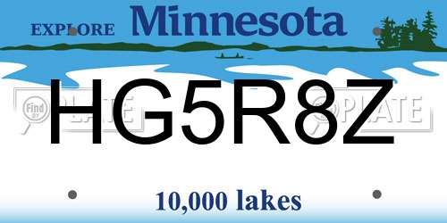 HG5R8Z Minnesota License Plate
