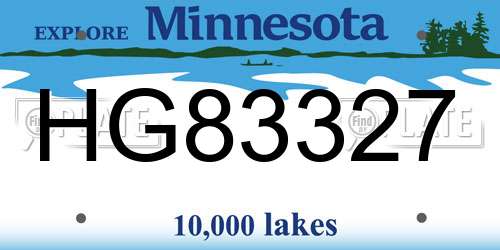 HG83327 Minnesota License Plate