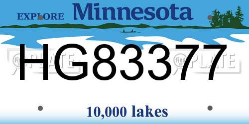 HG83377 Minnesota License Plate