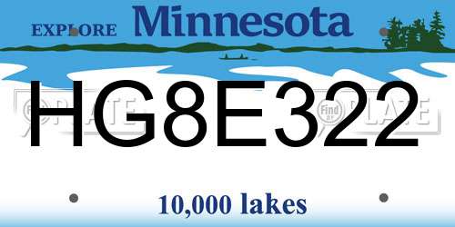 HG8E322 Minnesota License Plate